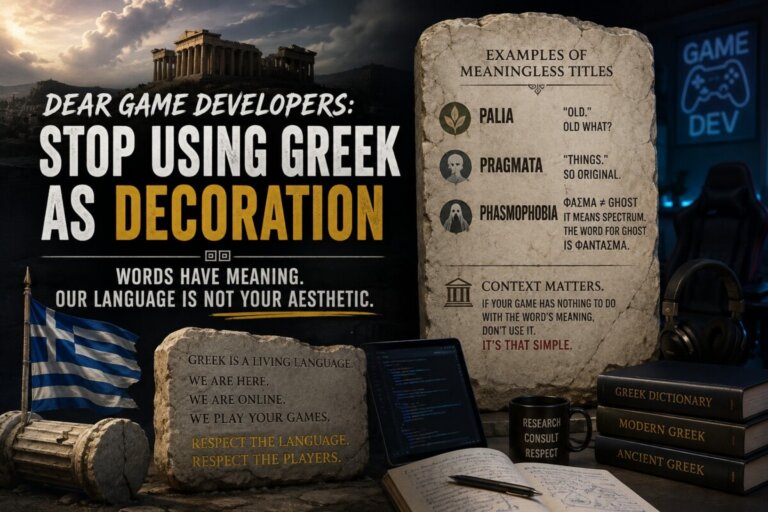 An Open Letter to the Game Industry: Dear Game Developers: Stop Using Greek as Decoration
